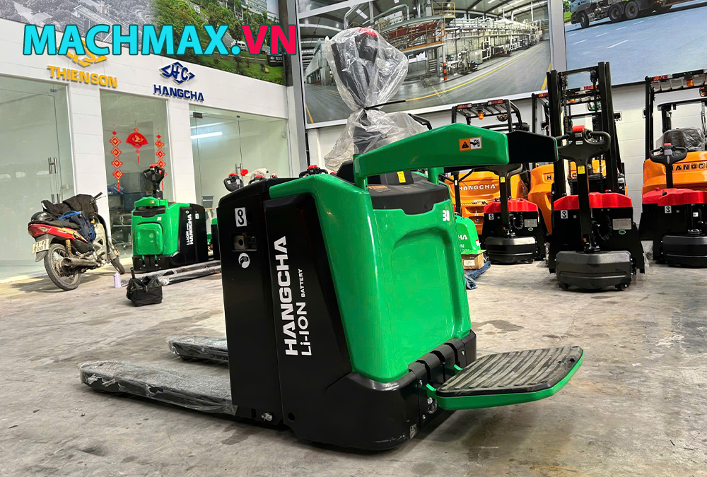 Ưu điểm xe nâng tay điện thấp 3 tấn pin lithium có bệ đứng